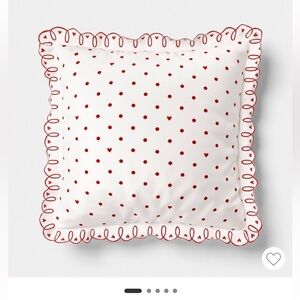 Threshold Red and White Heart Dot Pillow